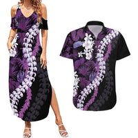 Poni Aloha Hawaii Lei Couples Matching Summer Maxi Dress and Hawaiian Shirt Tropical Flowers Elegant Vibe - Polynesian Pride