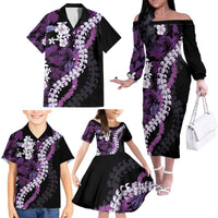 Poni Aloha Hawaii Lei Family Matching Off The Shoulder Long Sleeve Dress and Hawaiian Shirt Tropical Flowers Elegant Vibe LT14 - Polynesian Pride