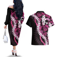 Akala Aloha Hawaii Lei Couples Matching Off The Shoulder Long Sleeve Dress and Hawaiian Shirt Tropical Flowers Elegant Vibe LT14 - Polynesian Pride