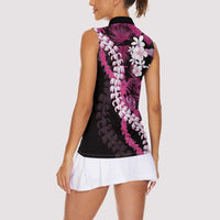 Akala Aloha Hawaii Lei Women Sleeveless Polo Shirt Tropical Flowers Elegant Vibe - Polynesian Pride