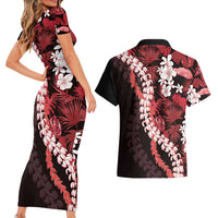 Ulaula Aloha Hawaii Lei Couples Matching Short Sleeve Bodycon Dress and Hawaiian Shirt Tropical Flowers Elegant Vibe LT14 - Polynesian Pride