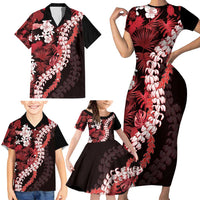 Ulaula Aloha Hawaii Lei Family Matching Short Sleeve Bodycon Dress and Hawaiian Shirt Tropical Flowers Elegant Vibe LT14 - Polynesian Pride
