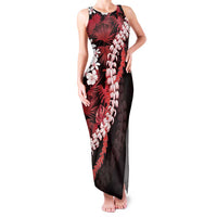 Ulaula Aloha Hawaii Lei Family Matching Tank Maxi Dress and Hawaiian Shirt Tropical Flowers Elegant Vibe LT14 Mom's Dress Red - Polynesian Pride