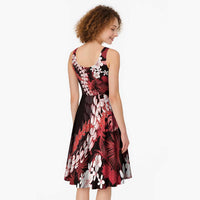 Ulaula Aloha Hawaii Lei Midi Dress Tropical Flowers Elegant Vibe - Polynesian Pride