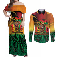 Vanuatu Independence Day Couples Matching Off Shoulder Maxi Dress and Long Sleeve Button Shirt Chibi Boar Proud To Be A Ni-Van
