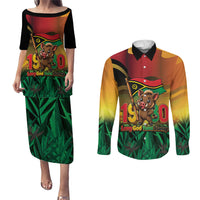 Vanuatu Independence Day Couples Matching Puletasi and Long Sleeve Button Shirt Chibi Boar Proud To Be A Ni-Van LT14 Multicolor - Polynesian Pride