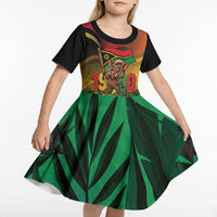 Vanuatu Independence Day Kid Short Sleeve Dress Chibi Boar Proud To Be A Ni-Van LT14 - Polynesian Pride