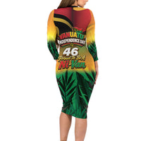 Vanuatu Independence Day Long Sleeve Bodycon Dress Chibi Boar Proud To Be A Ni-Van LT14 - Polynesian Pride