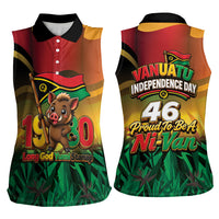 Vanuatu Independence Day Women Sleeveless Polo Shirt Chibi Boar Proud To Be A Ni-Van