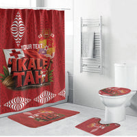 Tonga Rugby Custom Bathroom Set 2026 Go Ikale Tahi Ngatu Pattern LT14 Bathroom Set (4 pcs) Red - Polynesian Pride