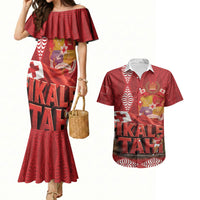 Tonga Rugby Custom Couples Matching Mermaid Dress and Hawaiian Shirt 2026 Go Ikale Tahi Ngatu Pattern LT14 Red - Polynesian Pride