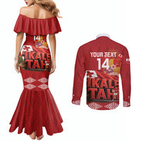 Tonga Rugby Custom Couples Matching Mermaid Dress and Long Sleeve Button Shirt 2026 Go Ikale Tahi Ngatu Pattern LT14 - Polynesian Pride