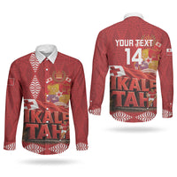 Tonga Rugby Custom Couples Matching Summer Maxi Dress and Long Sleeve Button Shirt 2026 Go Ikale Tahi Ngatu Pattern LT14 - Polynesian Pride