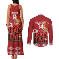 Tonga Rugby Custom Couples Matching Tank Maxi Dress and Long Sleeve Button Shirt 2026 Go Ikale Tahi Ngatu Pattern LT14 - Polynesian Pride