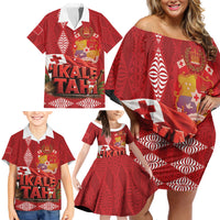 Tonga Rugby Custom Family Matching Off Shoulder Short Dress and Hawaiian Shirt 2026 Go Ikale Tahi Ngatu Pattern