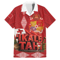 Tonga Rugby Custom Family Matching Short Sleeve Bodycon Dress and Hawaiian Shirt 2026 Go Ikale Tahi Ngatu Pattern LT14 Dad's Shirt - Short Sleeve Red - Polynesian Pride