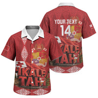 Tonga Rugby Custom Family Matching Short Sleeve Bodycon Dress and Hawaiian Shirt 2026 Go Ikale Tahi Ngatu Pattern LT14 Son's Shirt Red - Polynesian Pride