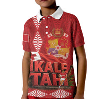Tonga Rugby Custom Kid Polo Shirt 2026 Go Ikale Tahi Ngatu Pattern LT14 Kid Red - Polynesian Pride