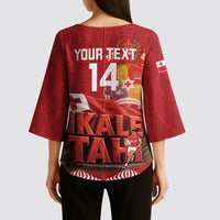 Tonga Rugby Custom Kimono Sleeve Blouse 2026 Go Ikale Tahi Ngatu Pattern LT14 - Polynesian Pride