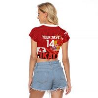 Tonga Rugby Custom Raglan Cropped T Shirt 2026 Go Ikale Tahi Ngatu Pattern LT14 - Polynesian Pride