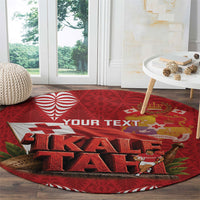 Tonga Rugby Custom Round Carpet 2026 Go Ikale Tahi Ngatu Pattern LT14 - Polynesian Pride