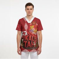 Tonga Rugby Custom Scrub Top 2026 Go Ikale Tahi Ngatu Pattern LT14 - Polynesian Pride