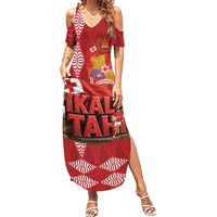Tonga Rugby Custom Summer Maxi Dress 2026 Go Ikale Tahi Ngatu Pattern LT14 Women Red - Polynesian Pride