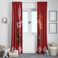 Tonga Rugby Custom Window Curtain 2026 Go Ikale Tahi Ngatu Pattern LT14 - Polynesian Pride