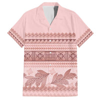 Pastel Pink Samoa Siapo Teuila Flowers Family Matching Short Sleeve Bodycon Dress and Hawaiian Shirt LT14 Dad's Shirt - Short Sleeve Pastel Pink - Polynesian Pride