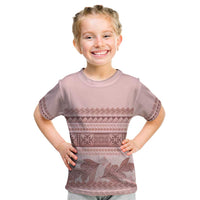 Pastel Pink Samoa Siapo Teuila Flowers Kid T Shirt - Polynesian Pride