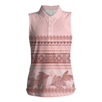 Pastel Pink Samoa Siapo Teuila Flowers Women Sleeveless Polo Shirt - Polynesian Pride