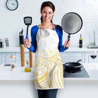 Polynesia White Sunday Apron Plumeria Polynesian Tribal Gold Color - Polynesian Pride