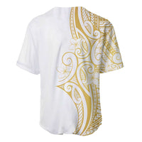 Polynesia White Sunday Baseball Jersey Plumeria Polynesian Tribal Gold Color LT14 - Polynesian Pride