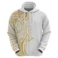 Polynesia White Sunday Hoodie Plumeria Polynesian Tribal Gold Color - Polynesian Pride