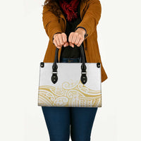 Polynesia White Sunday Leather Bag Plumeria Polynesian Tribal Gold Color - Polynesian Pride
