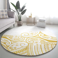 Polynesia White Sunday Round Carpet Plumeria Polynesian Tribal Gold Color LT14 - Polynesian Pride