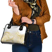 Polynesia White Sunday Shoulder Handbag Plumeria Polynesian Tribal Gold Color LT14 - Polynesian Pride