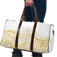 Polynesia White Sunday Travel Bag Plumeria Polynesian Tribal Gold Color - Polynesian Pride