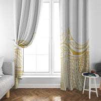 Polynesia White Sunday Window Curtain Plumeria Polynesian Tribal Gold Color LT14 - Polynesian Pride
