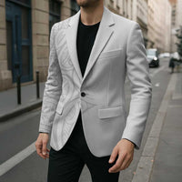 Polynesia White Sunday Blazer Plumeria Polynesian Tribal Grey Color - Polynesian Pride