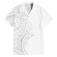Polynesia White Sunday Family Matching Off The Shoulder Long Sleeve Dress and Hawaiian Shirt Plumeria Polynesian Tribal Grey Color LT14 Dad's Shirt - Short Sleeve White - Polynesian Pride