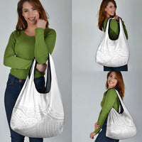 Polynesia White Sunday Grocery Bag Plumeria Polynesian Tribal Grey Color - Polynesian Pride
