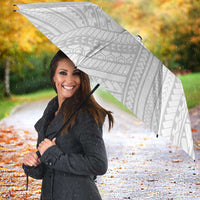 Polynesia White Sunday Umbrella Plumeria Polynesian Tribal Grey Color - Polynesian Pride