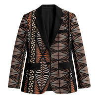 Malo e lelei Tonga Blazer Tongan Ngatu Vintage Brown LT14 Unisex Brown - Polynesian Pride