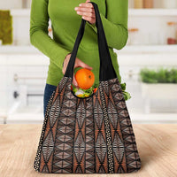 Malo e lelei Tonga Grocery Bag Tongan Ngatu Vintage Brown LT14 - Polynesian Pride