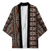Malo e lelei Tonga Kimono Tongan Ngatu Vintage Brown LT14 Unisex Brown - Polynesian Pride