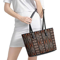 Malo e lelei Tonga Leather Tote Bag Tongan Ngatu Vintage Brown LT14 - Polynesian Pride