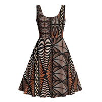 Malo e lelei Tonga Midi Dress Tongan Ngatu Vintage Brown LT14 - Polynesian Pride