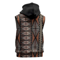 Malo e lelei Tonga Sleeveless Hoodie Tongan Ngatu Vintage Brown LT14 - Polynesian Pride