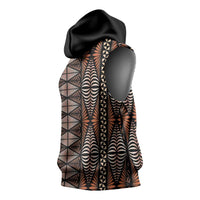 Malo e lelei Tonga Sleeveless Hoodie Tongan Ngatu Vintage Brown LT14 - Polynesian Pride